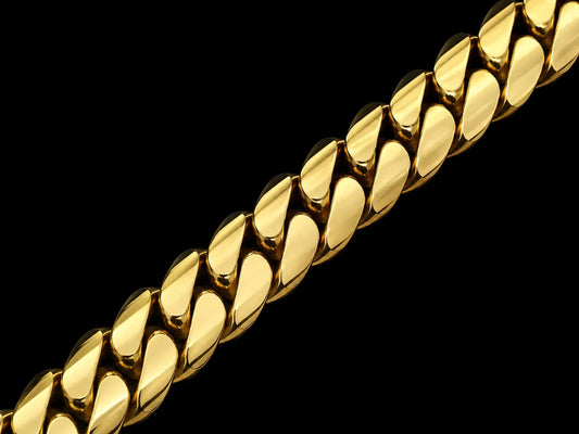 10K Solid Yellow Gold Handmade Cuban Link Bracelet – 14MM Angelica Jewellers X Waves