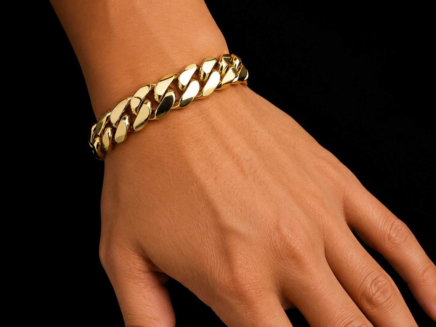 10K Solid Yellow Gold Handmade Cuban Link Bracelet – 14MM Angelica Jewellers X Waves