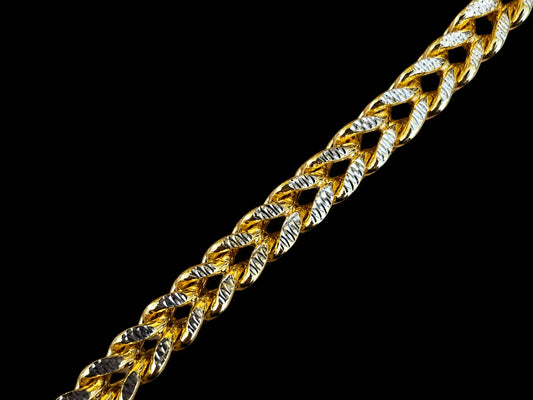 10K Yellow Gold Two-Tone Diamond-Cut Franco Bracelet – 9 Inches-7.5MM Angelica Jewellers X Waves