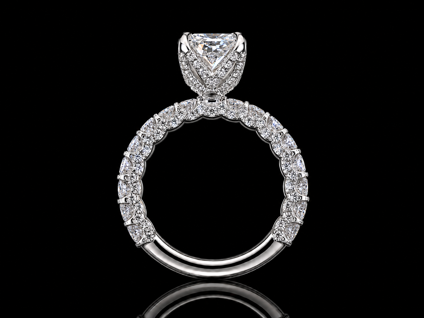 14K White Gold 5.85 CTW Elongated Radiant Lab-Grown Diamond Engagement Ring | IGI Certified Center Angelica Jewellers