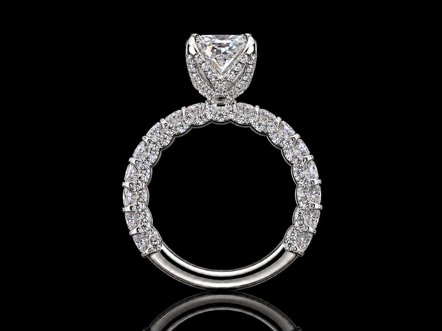 14K White Gold 5.85 CTW Elongated Radiant Lab-Grown Diamond Engagement Ring | IGI Certified Center Angelica Jewellers