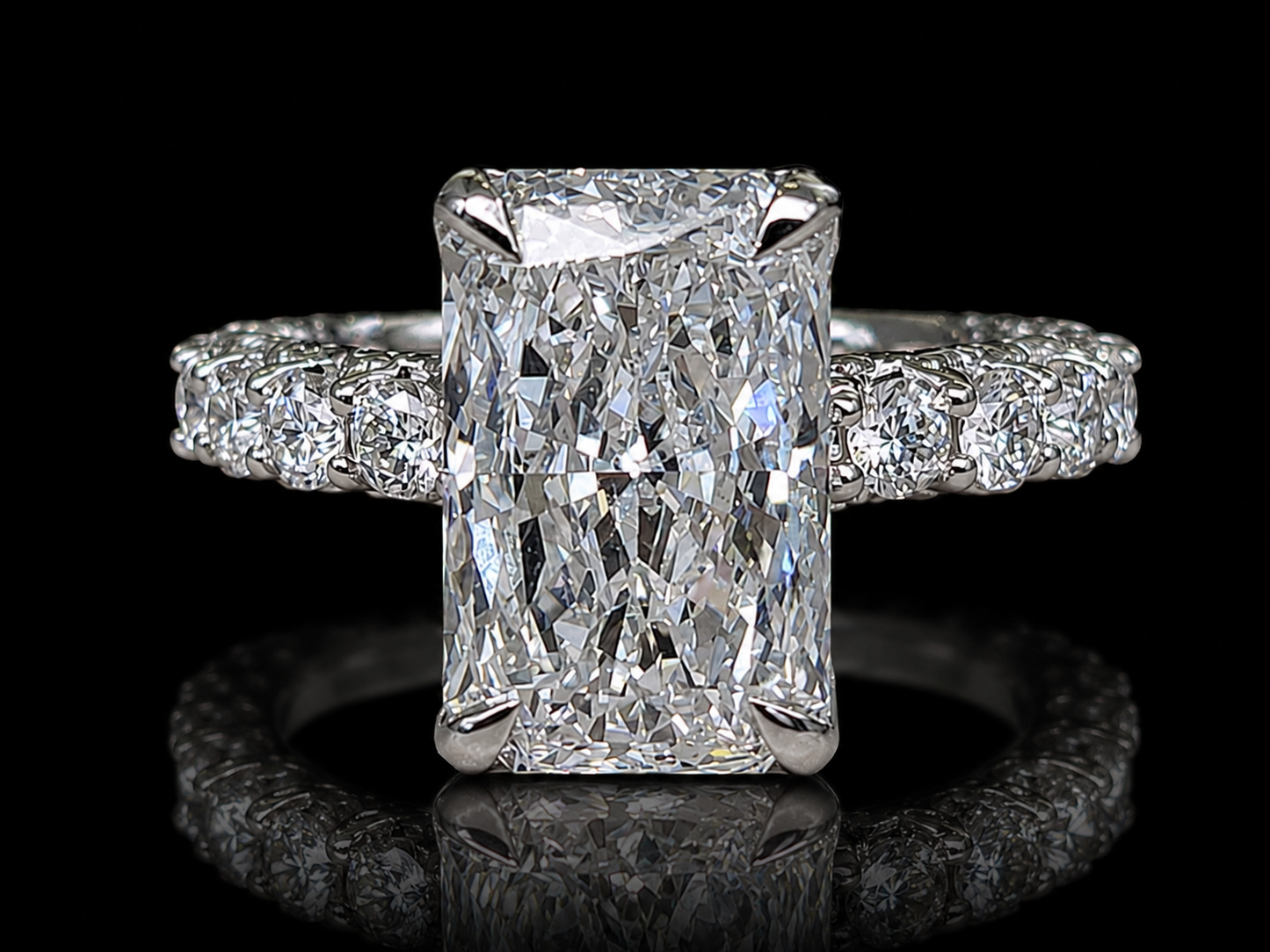 14K White Gold 5.85 CTW Elongated Radiant Lab-Grown Diamond Engagement Ring | IGI Certified Center Angelica Jewellers
