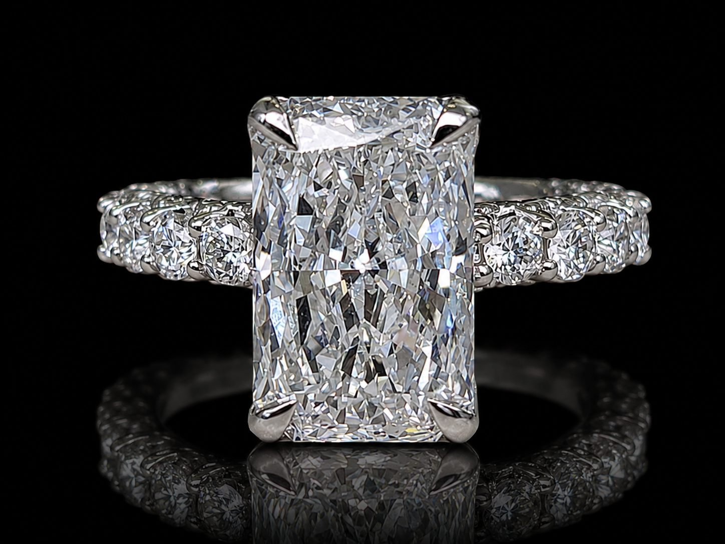 14K White Gold 5.85 CTW Elongated Radiant Lab-Grown Diamond Engagement Ring | IGI Certified Center Angelica Jewellers