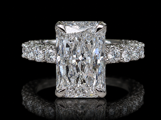 14K White Gold 5.85 CTW Elongated Radiant Lab-Grown Diamond Engagement Ring | IGI Certified Center Angelica Jewellers