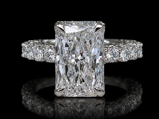 4.01 CT Elongated Radiant Lab Diamond Engagement Ring | E VVS2 IGI