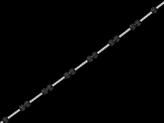 14K White Gold Black & White Diamond Bracelet – 2.50 CTW Natural Diamonds | 7.5" Angelica Jewellers