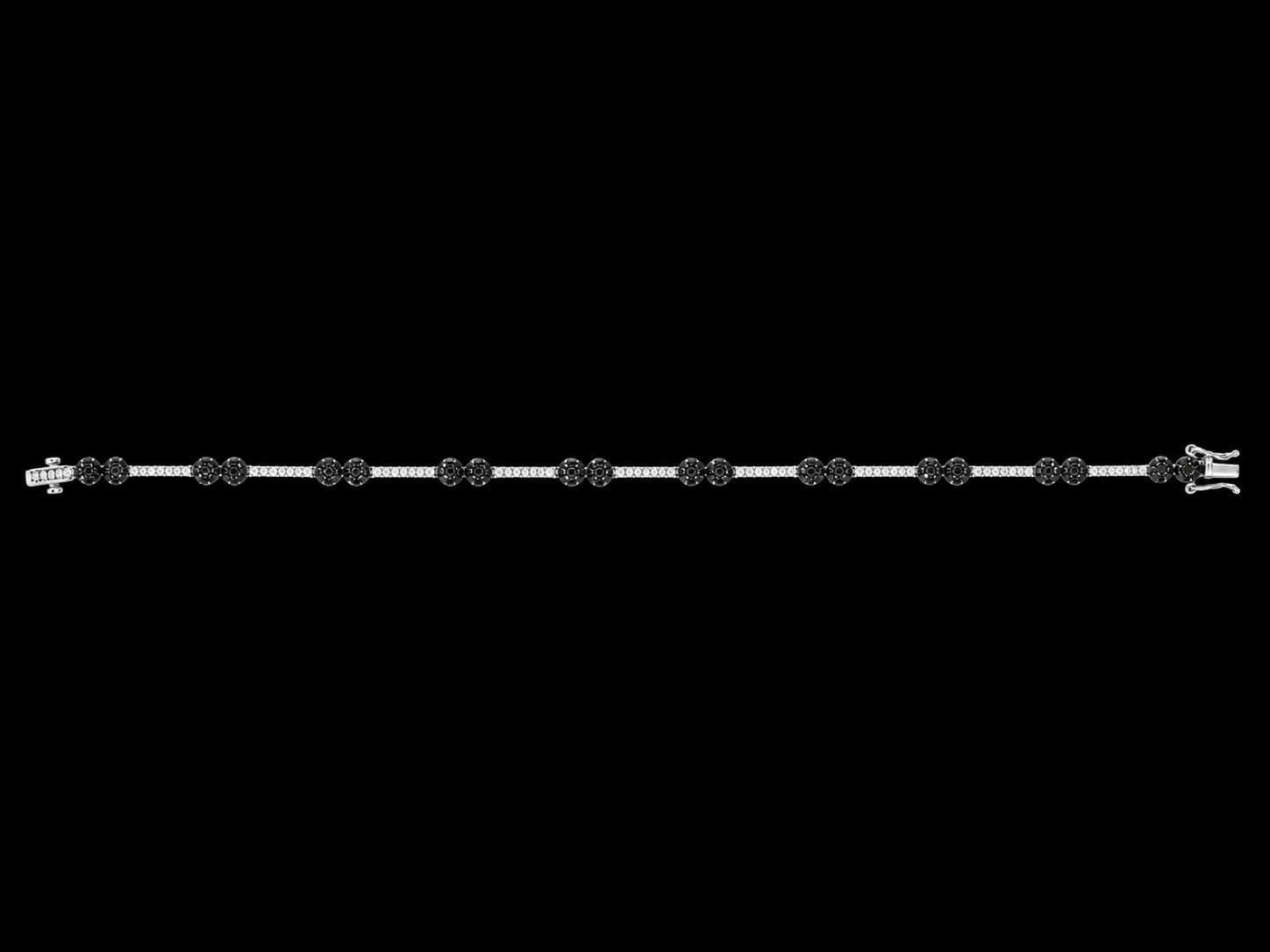 14K White Gold Black & White Diamond Bracelet – 2.50 CTW Natural Diamonds | 7.5" Angelica Jewellers