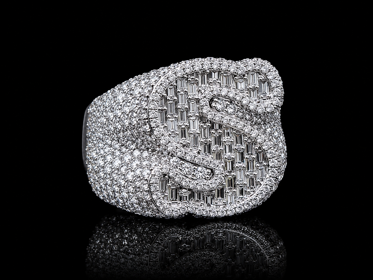 14K White Gold Diamond Initial "S" Ring Angelica Jewellers