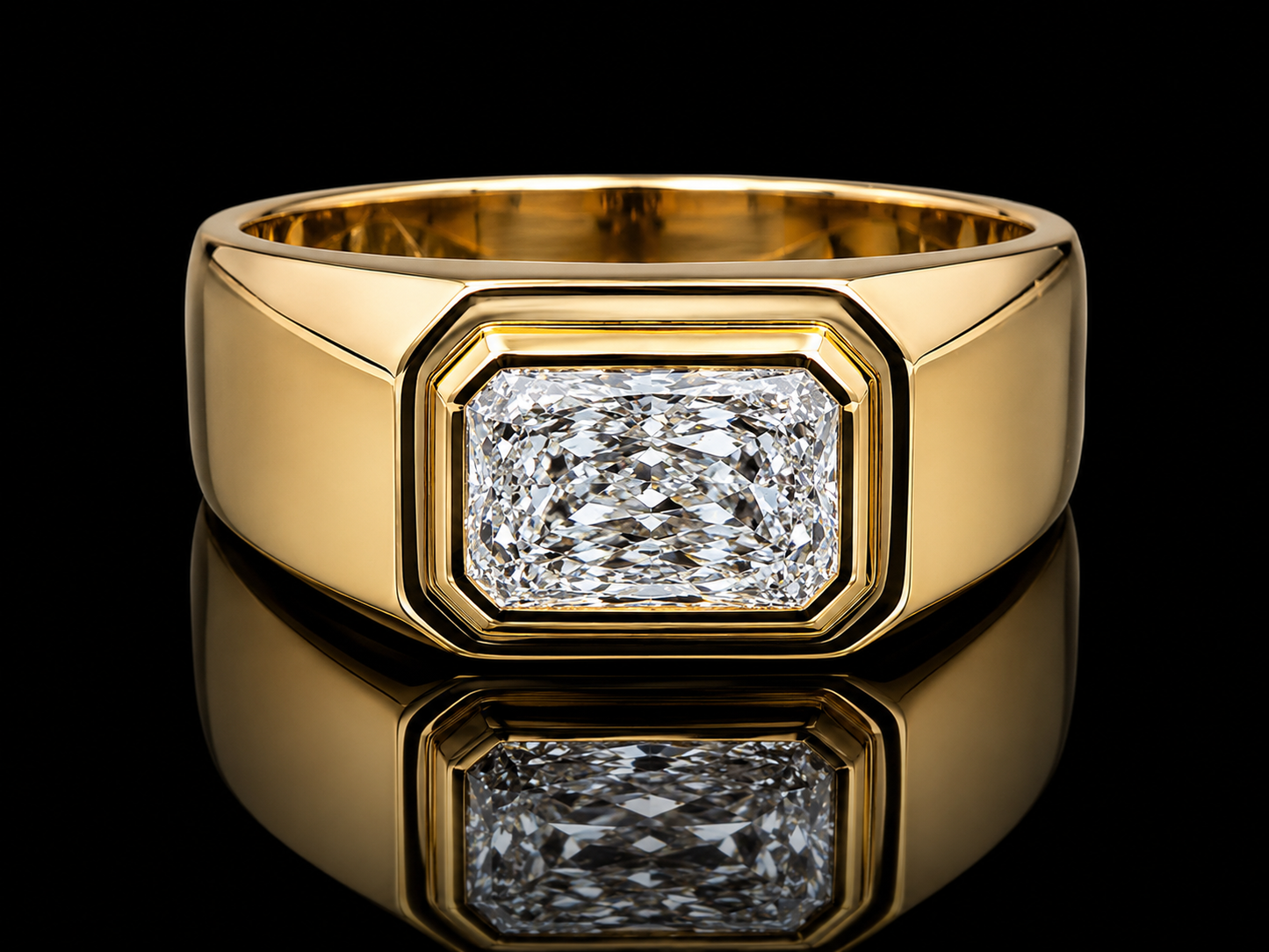 14K Yellow Gold Lab-Grown Diamond Signet Ring Angelica Jewellers