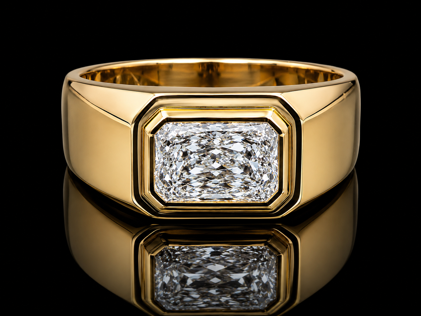 14K Yellow Gold Lab-Grown Diamond Signet Ring Angelica Jewellers