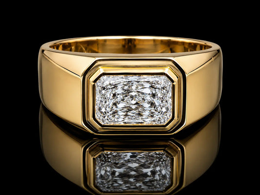 14K Yellow Gold Lab-Grown Diamond Signet Ring Angelica Jewellers