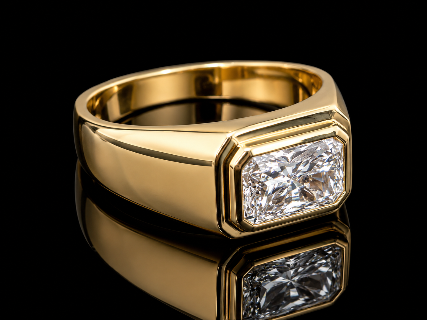 14K Yellow Gold Lab-Grown Diamond Signet Ring Angelica Jewellers
