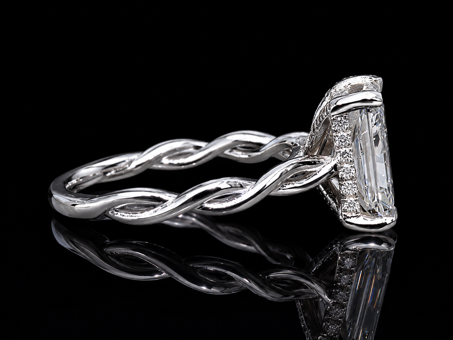 14K White Gold Twisted Engagement Ring | 2.06 CT IGI Certified E VS2 Lab-Grown Radiant Diamond Angelica Jewellers