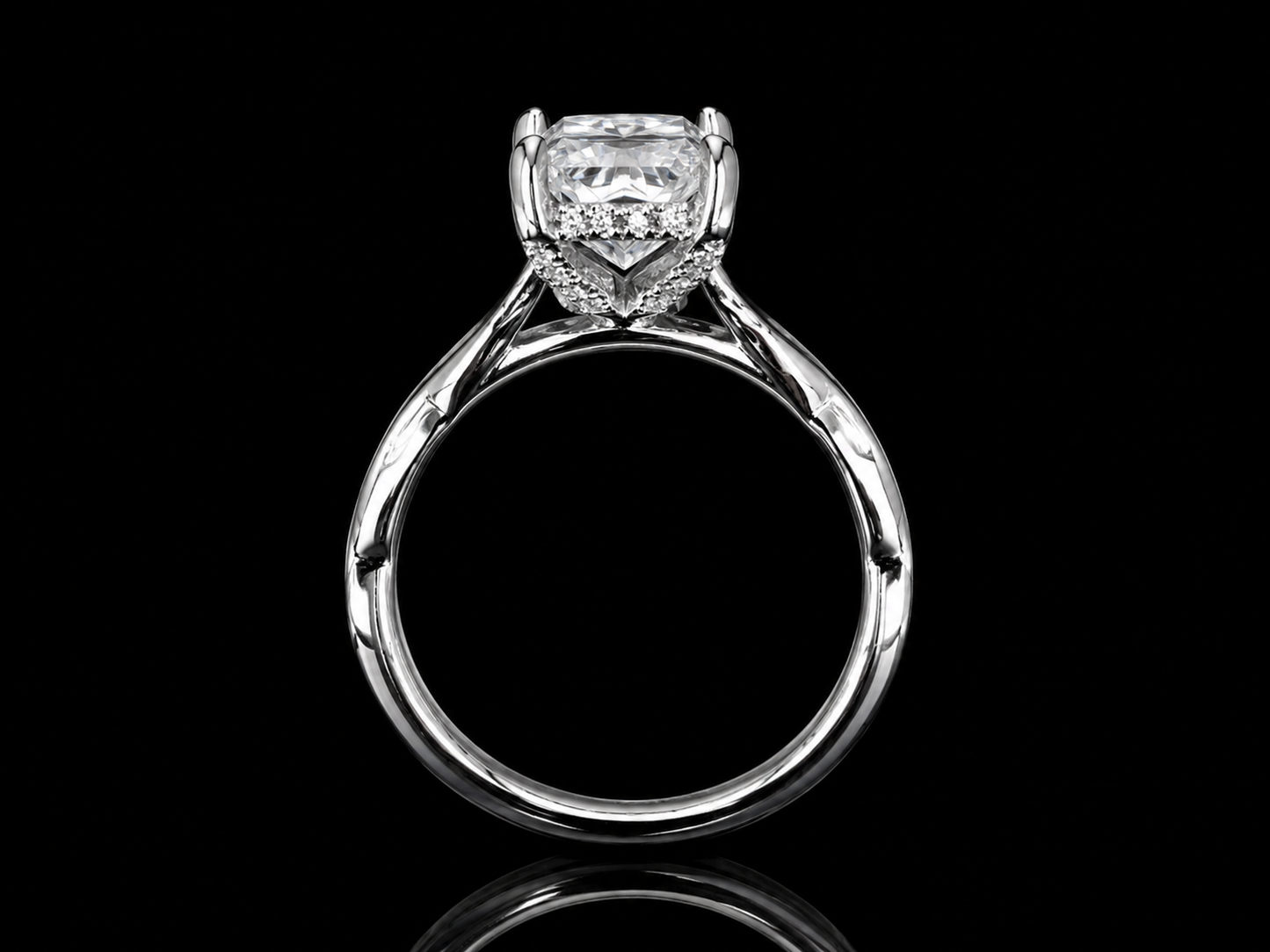 14K White Gold Twisted Engagement Ring | 2.06 CT IGI Certified E VS2 Lab-Grown Radiant Diamond Angelica Jewellers