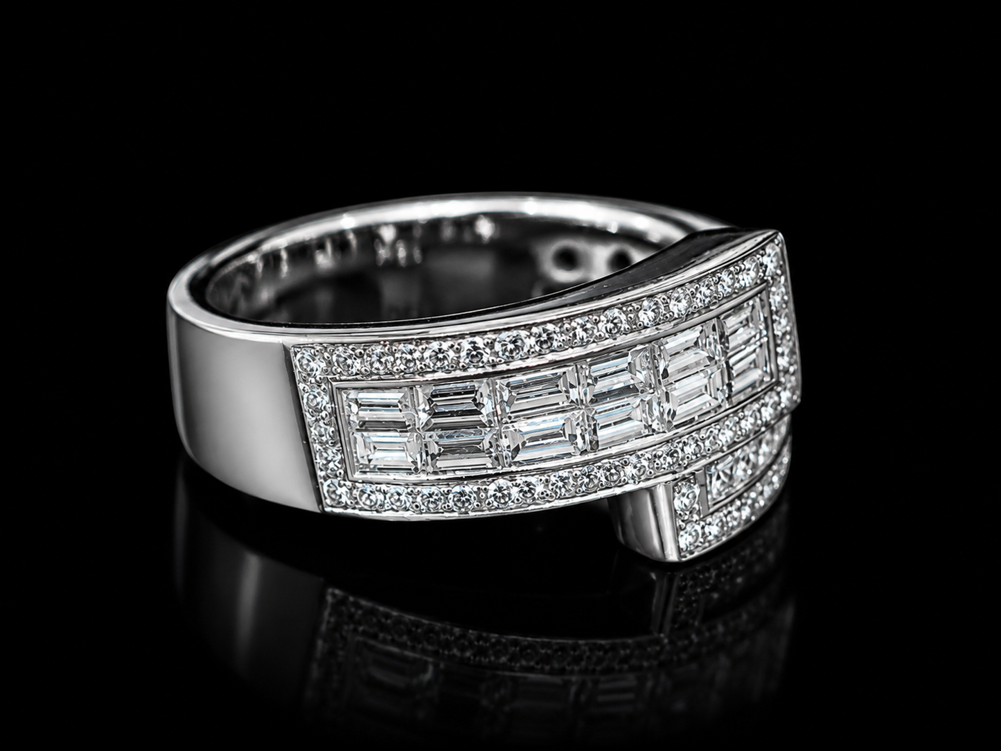 18K White Gold Geometric Statement Multi-Cut Natural Diamond Ring