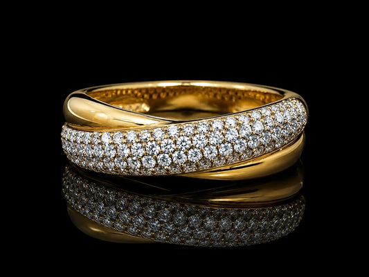 18K Yellow Gold Curved Pavé Diamond Band Angelica Jewellers