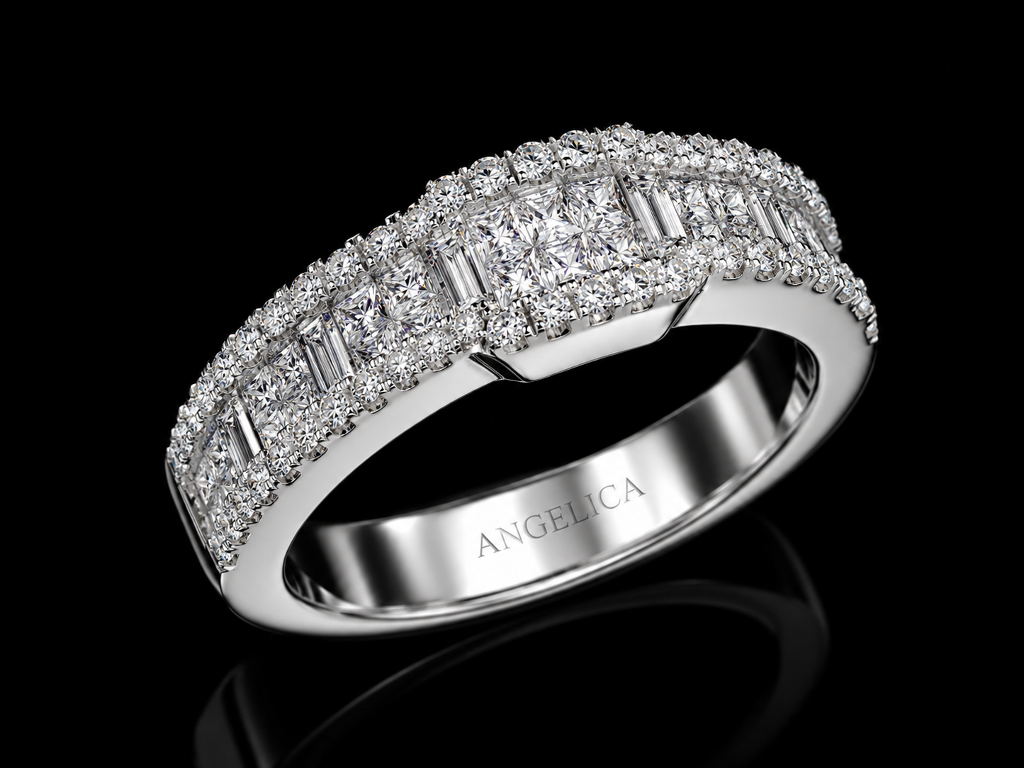 18K White Gold Diamond Band Ring