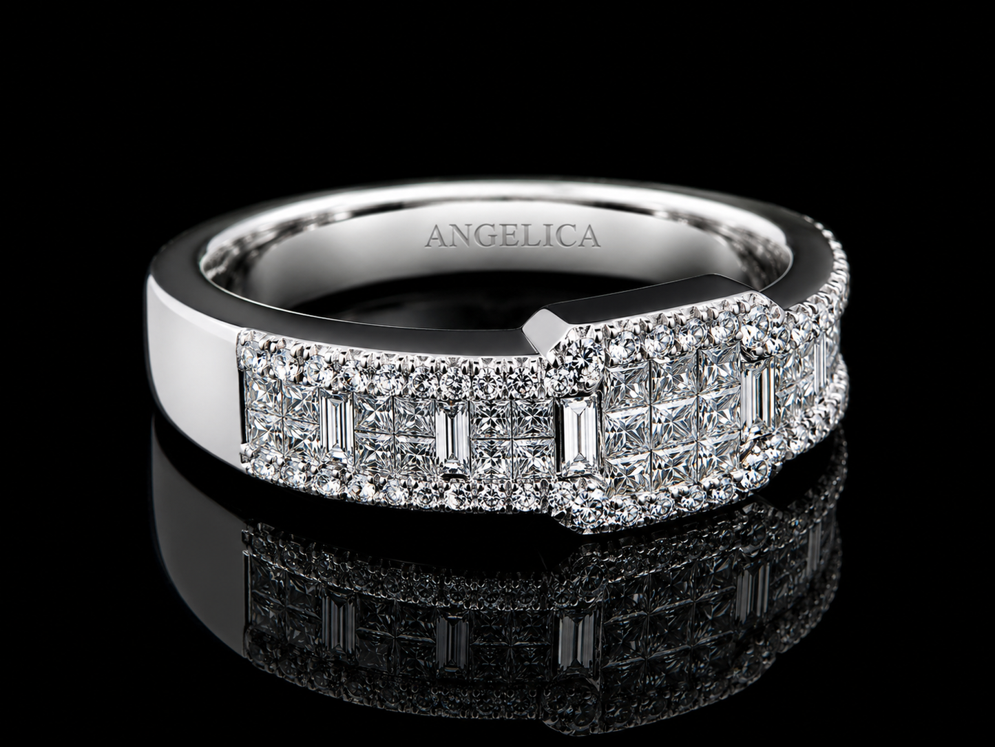 18K White Gold Diamond Band Ring