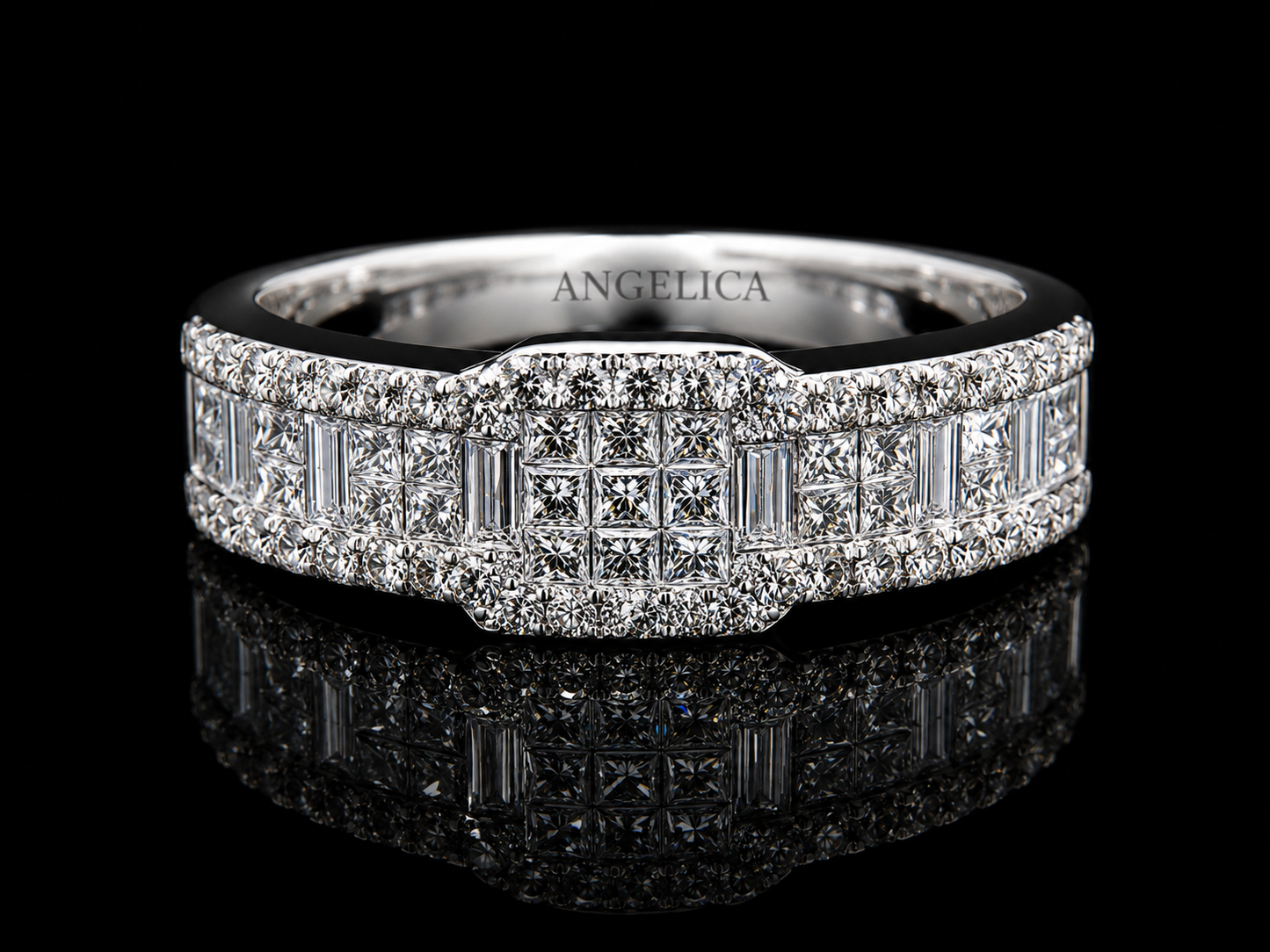 18K White Gold Diamond Band Ring