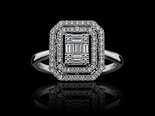 14K White Gold Diamond Halo Ring – 0.40 CT Natural Diamonds Angelica Jewellers