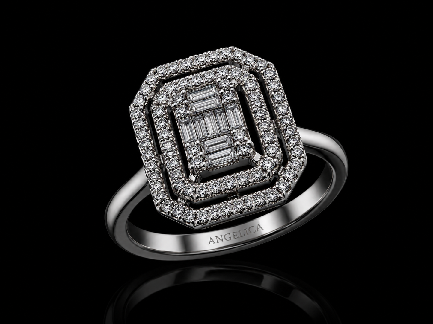 14K White Gold Diamond Halo Ring – 0.40 CT Natural Diamonds