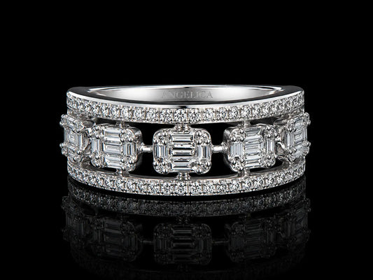 14K White Gold Diamond Openwork Band Ring Angelica Jewellers