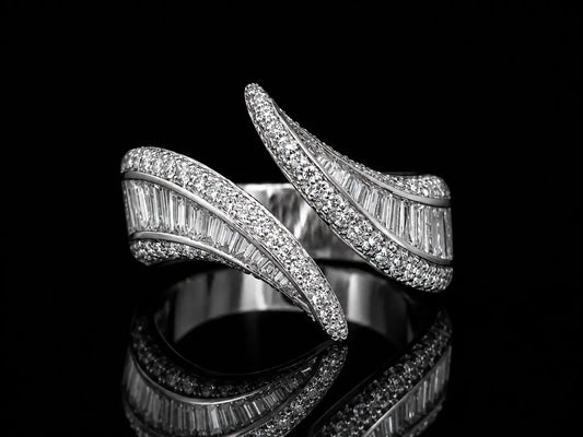 18K White Gold Natural Diamond Wave Ring Angelica Jewellers