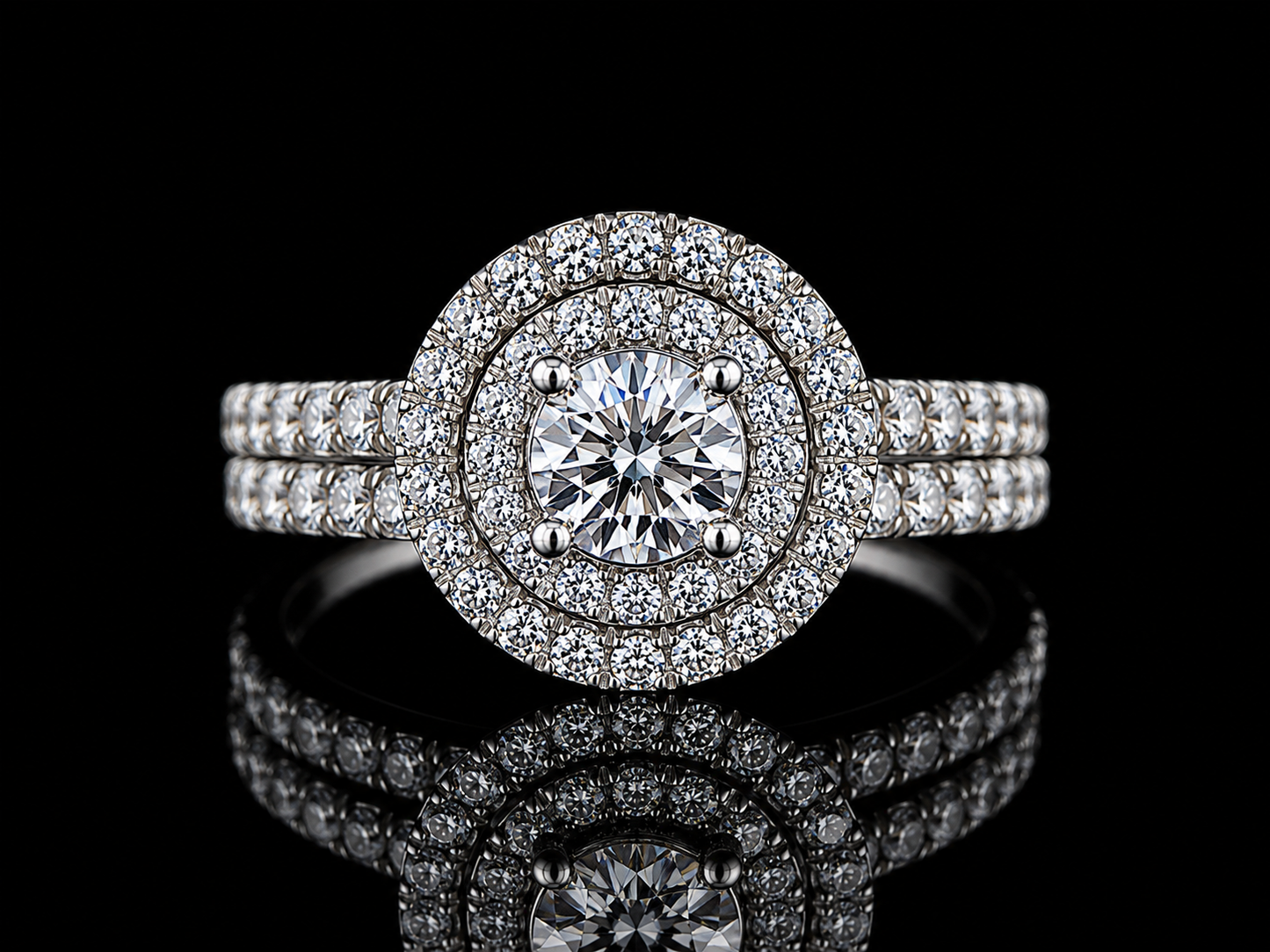 14K White Gold Diamond Engagement Ring Set – 1.00 CT Natural Diamonds | Semi-Eternity Band Angelica Jewellers
