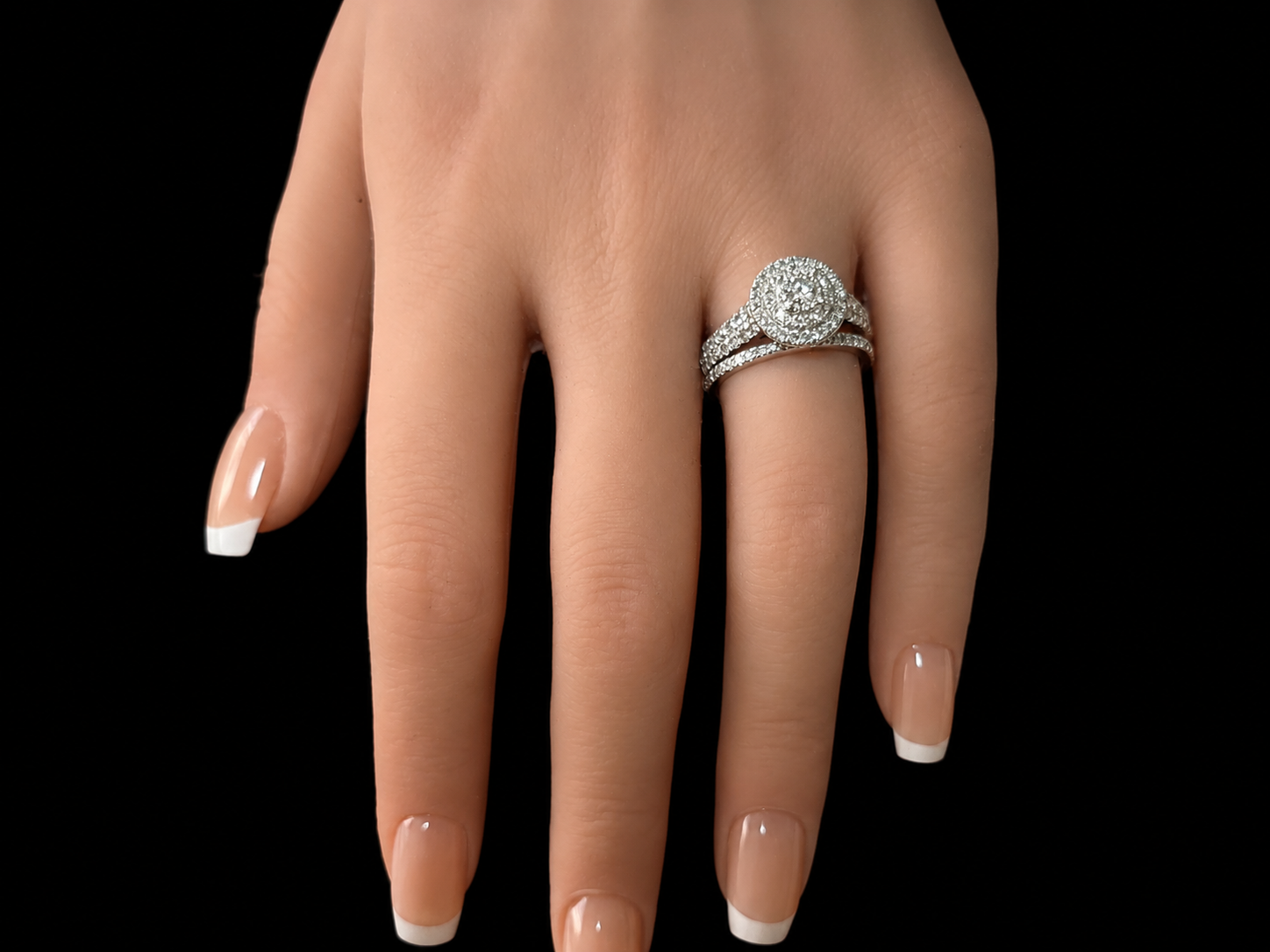 14K White Gold Diamond Engagement Ring Set – 1.00 CT Natural Diamonds | Semi-Eternity Band Angelica Jewellers
