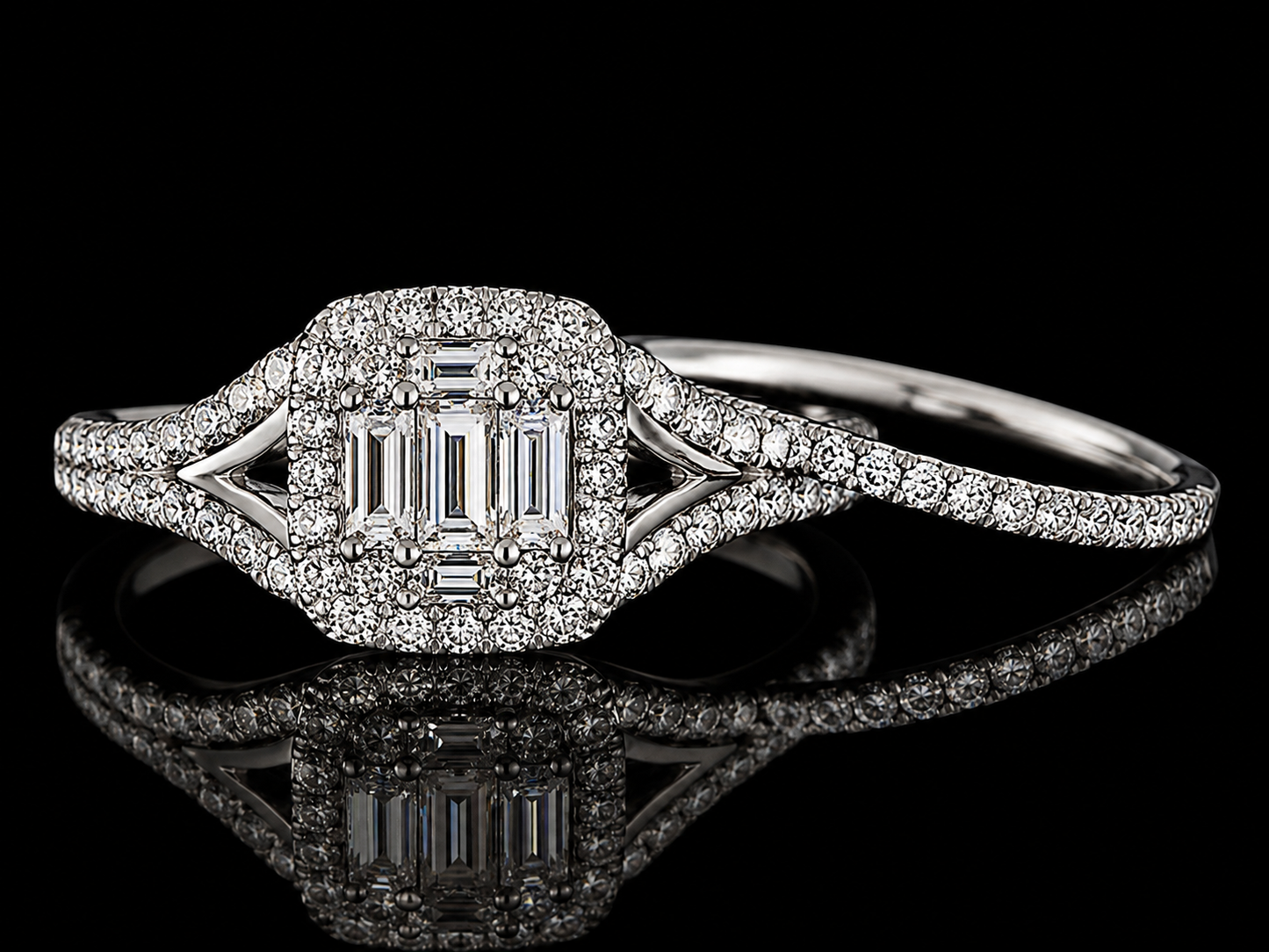 14K White Gold Diamond Bridal Set – 0.70 CTW Natural Diamonds Angelica Jewellers
