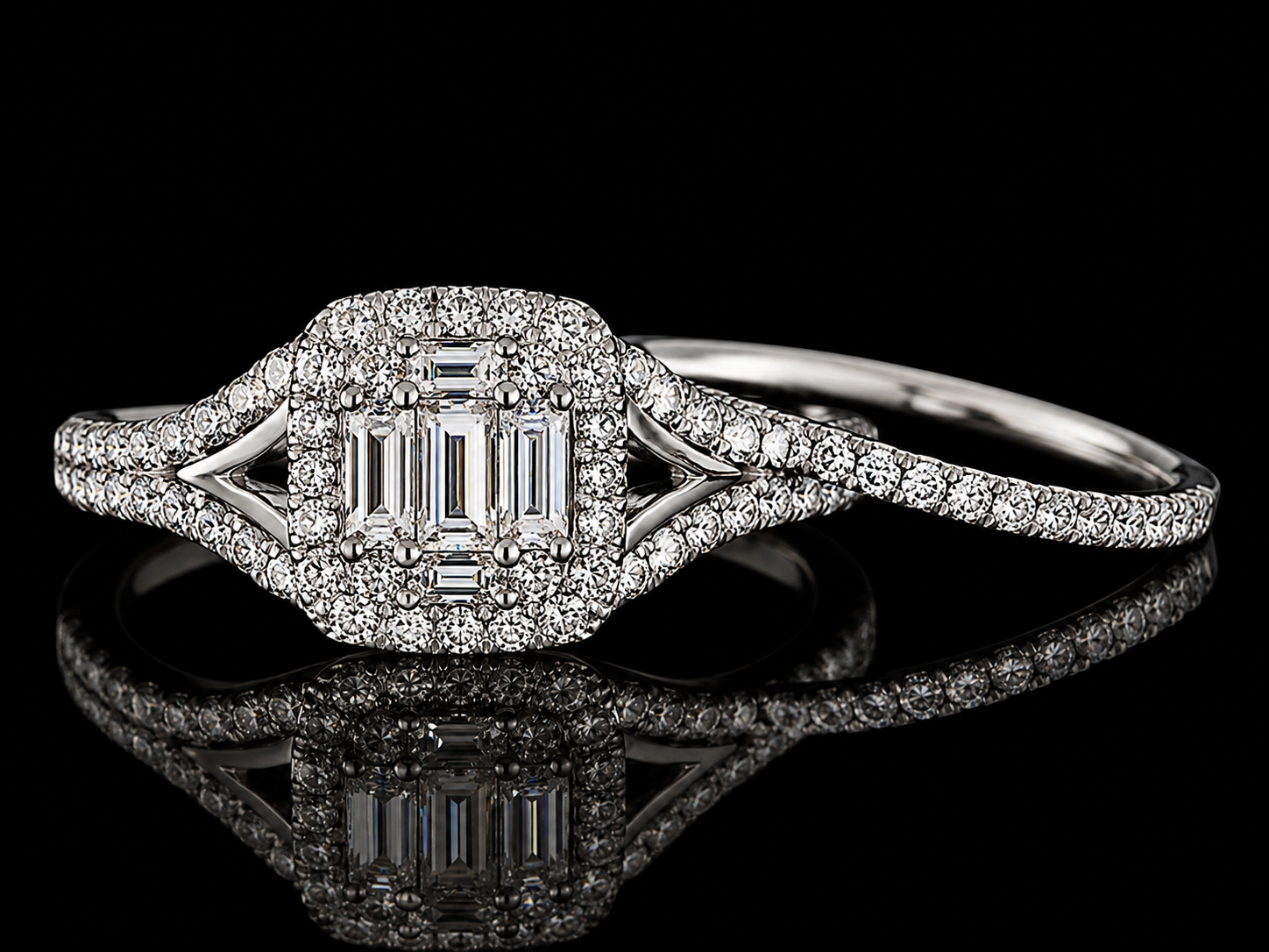 14K White Gold Diamond Bridal Set – 0.70 CTW Natural Diamonds Angelica Jewellers