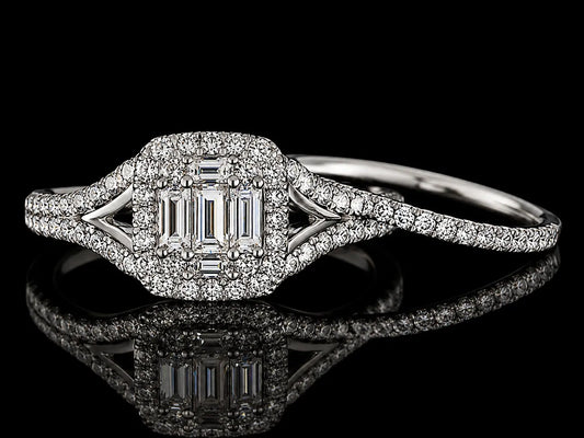 14K White Gold Diamond Bridal Set – 0.70 CTW Natural Diamonds Angelica Jewellers