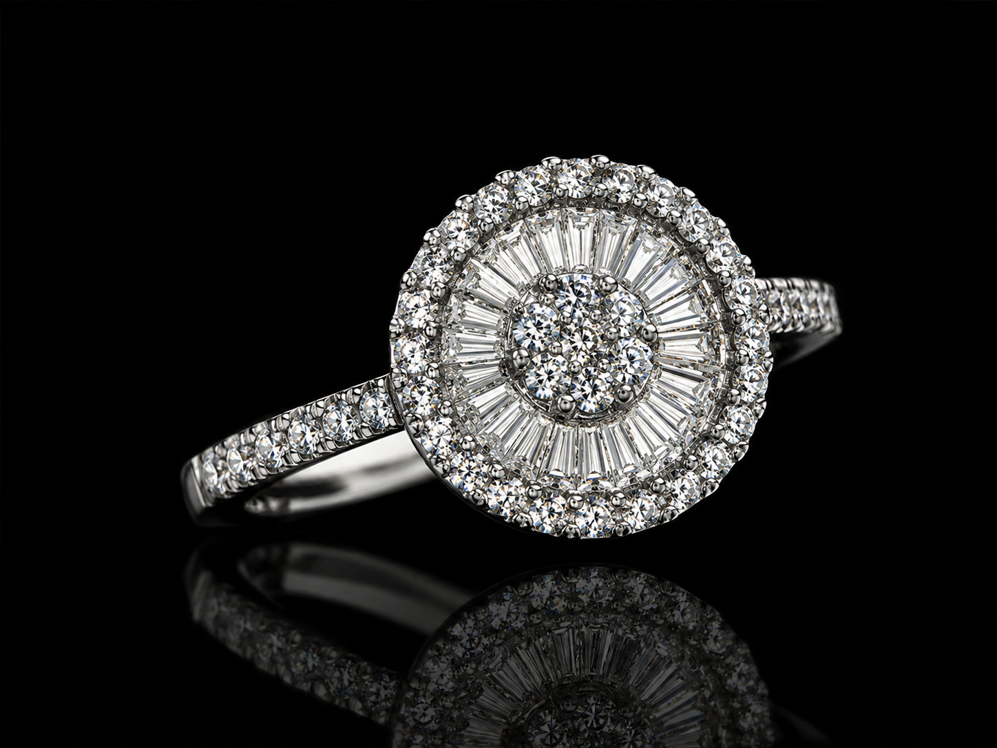 18K White Gold Diamond Halo Ring Angelica Jewellers