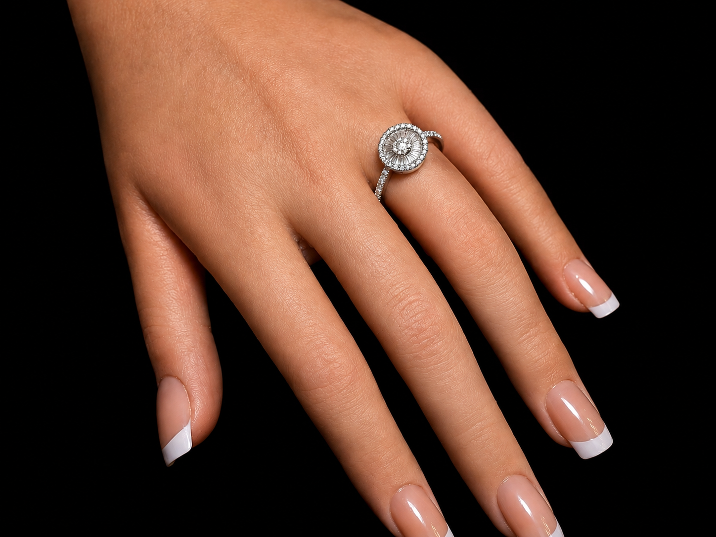 18K White Gold Diamond Halo Ring Angelica Jewellers