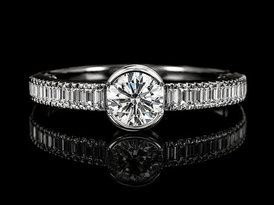18K White Gold Bezel-Set Diamond Ring Angelica Jewellers