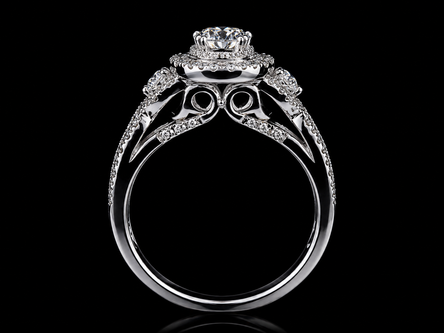 14K White Gold Diamond Halo Engagement Ring – 1.00 CTW Angelica Jewellers
