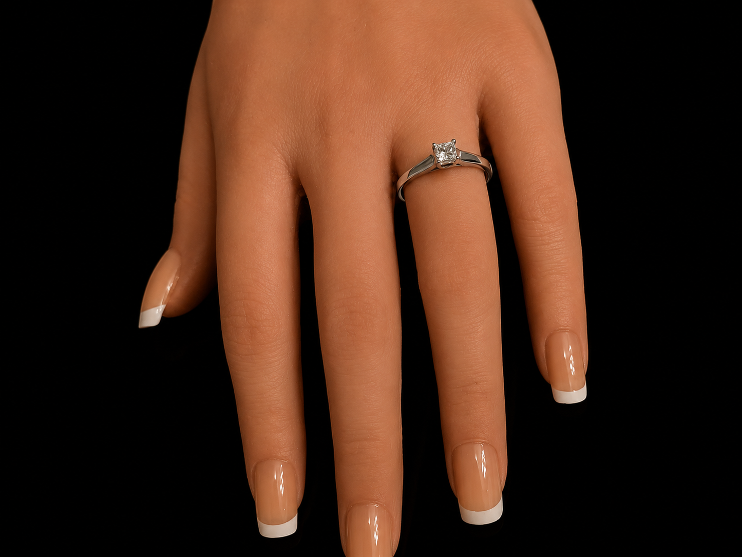 14K White Gold Princess Cut Solitaire Engagement Ring – 0.35 CT Natural Diamond Angelica Jewellers