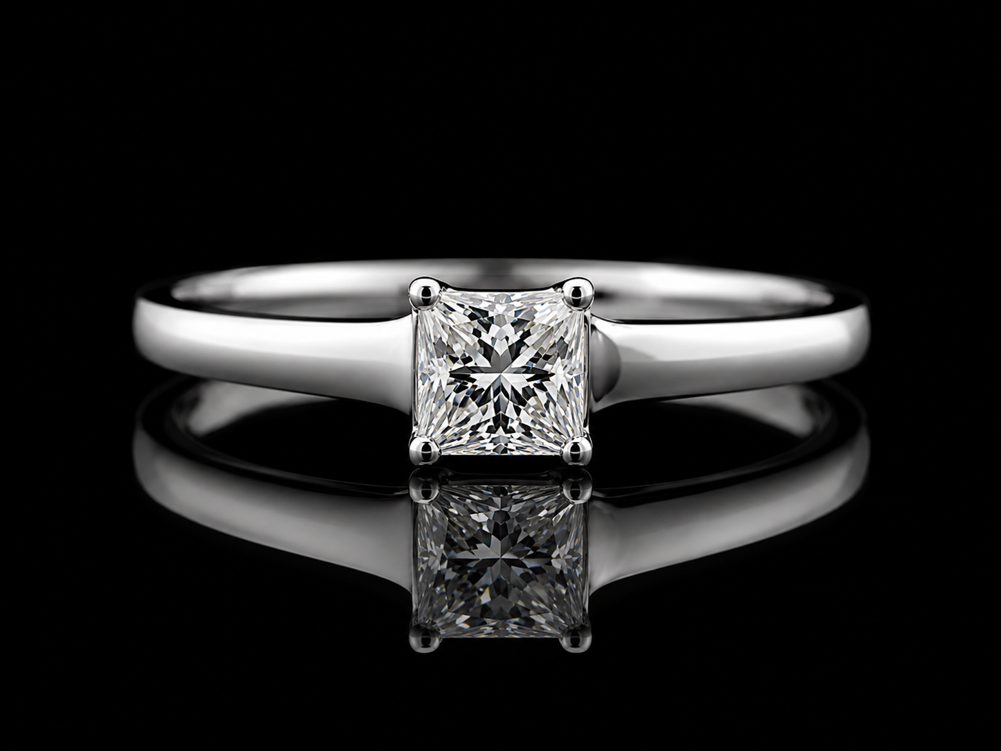 14K White Gold Princess Cut Solitaire Engagement Ring – 0.35 CT Natural Diamond Angelica Jewellers