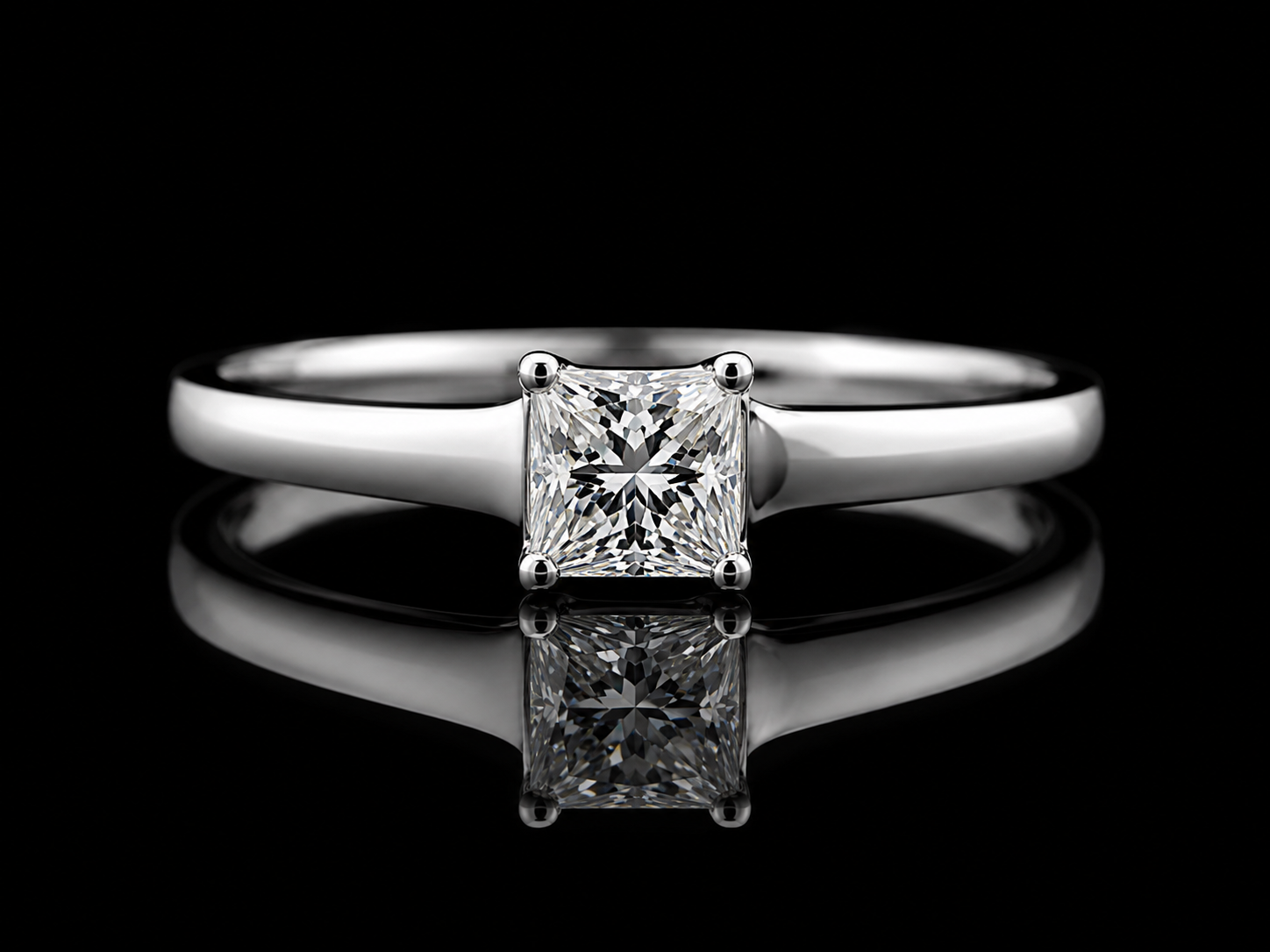 14K White Gold Princess Cut Solitaire Engagement Ring – 0.35 CT Natural Diamond Angelica Jewellers