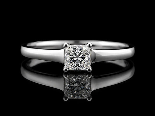 14K White Gold Princess Cut Solitaire Engagement Ring – 0.35 CT Natural Diamond Angelica Jewellers