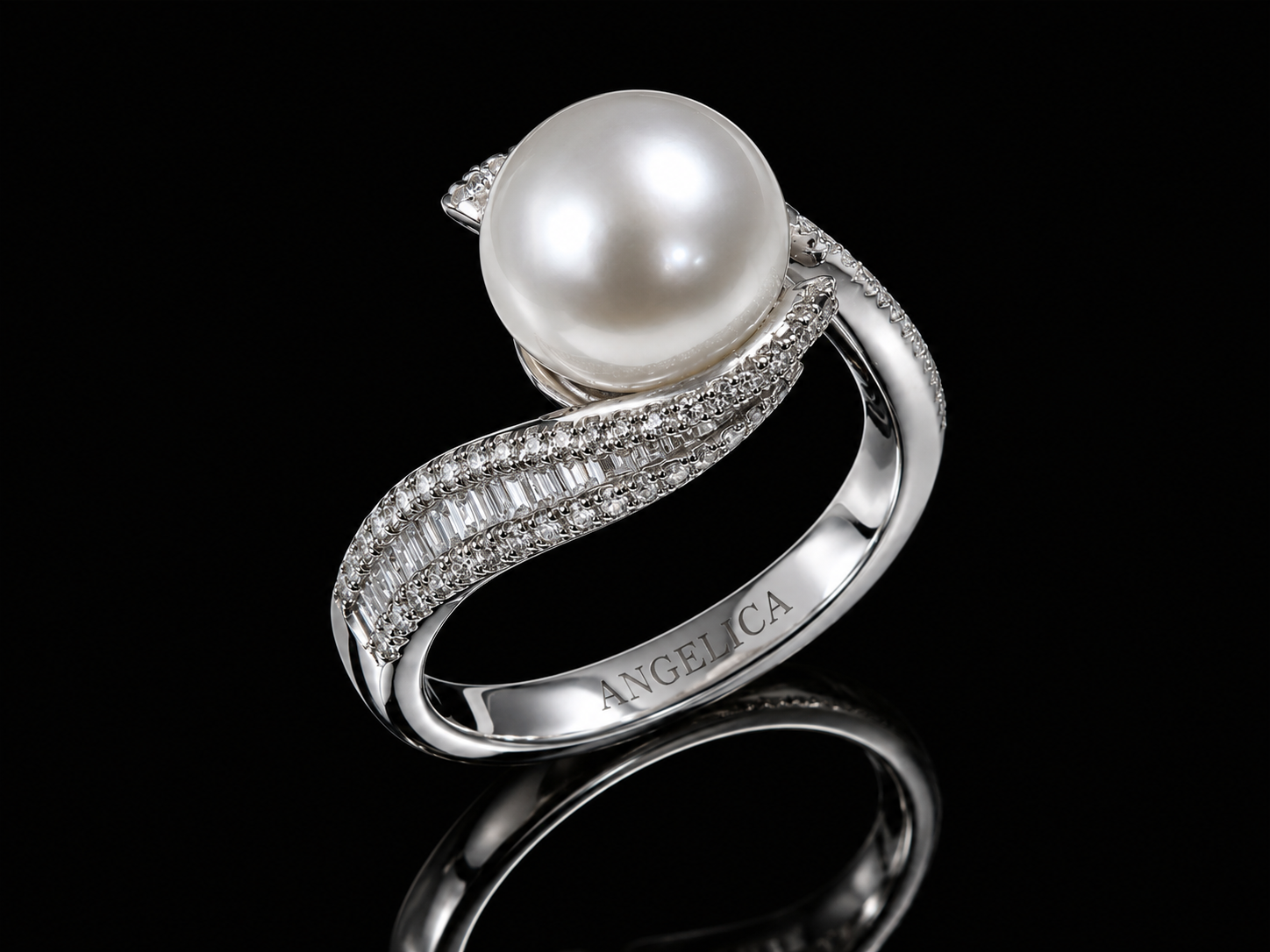 18K Yellow Gold South Sea Pearl &amp; Diamond Ring – 9.5–10mm White Pearl | 0.30 CT Natural Diamonds (Copy) Angelica Jewellers