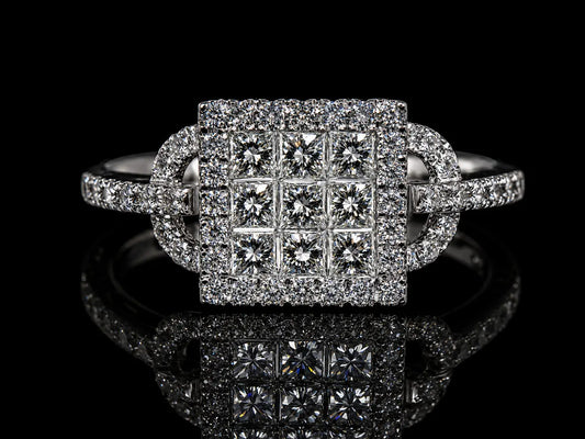 14K White Gold Princess Cluster Diamond Ring – 0.60 CT Angelica Jewellers