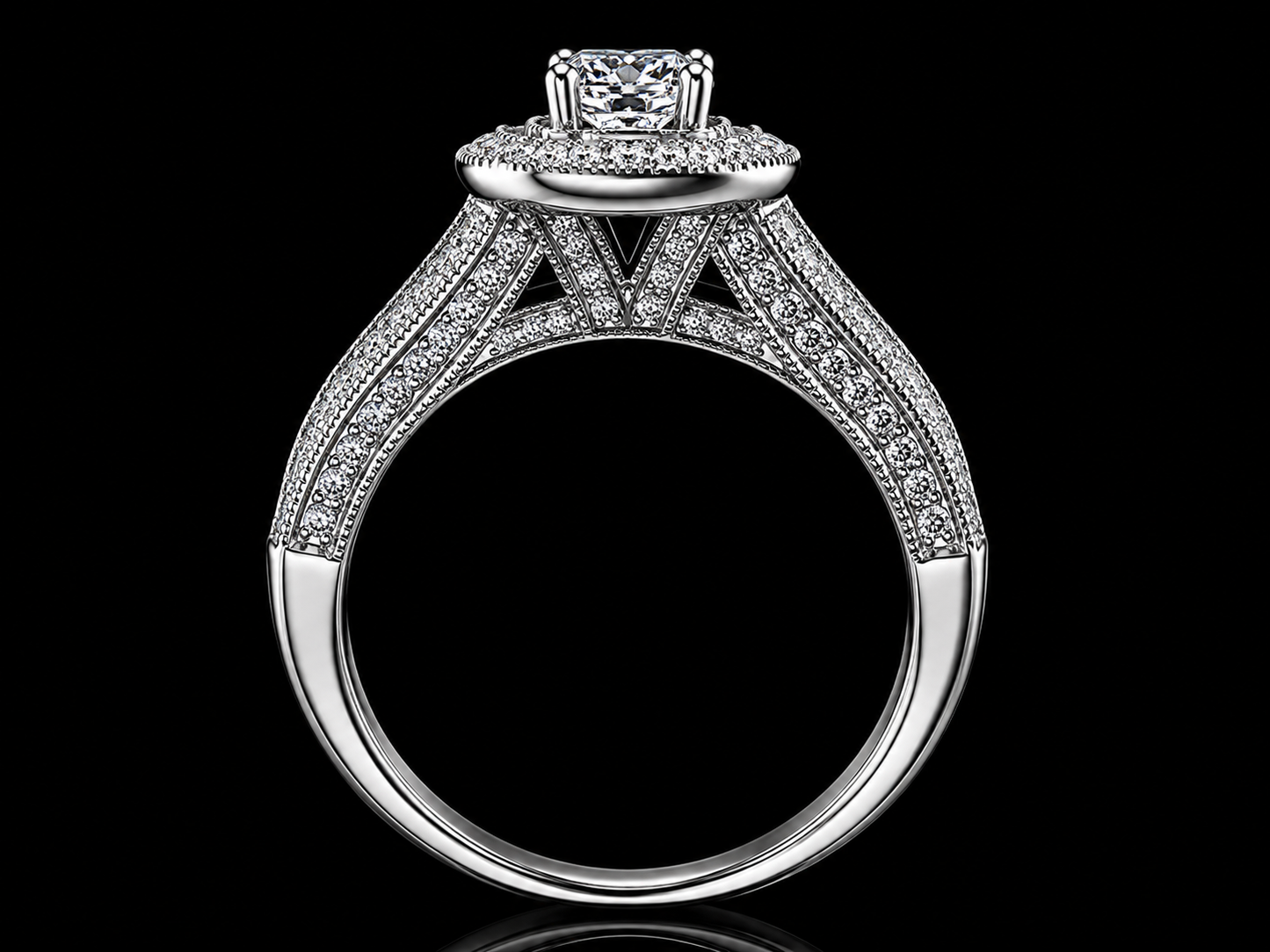 14K White Gold Diamond Halo Engagement Ring Set – 1.05 CTW Natural Diamonds Angelica Jewellers