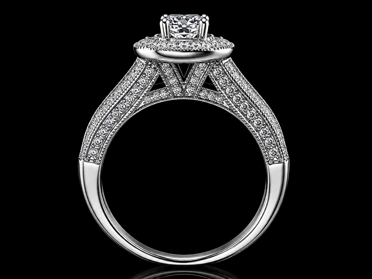 14K White Gold Diamond Halo Engagement Ring Set – 1.05 CTW Natural Diamonds Angelica Jewellers