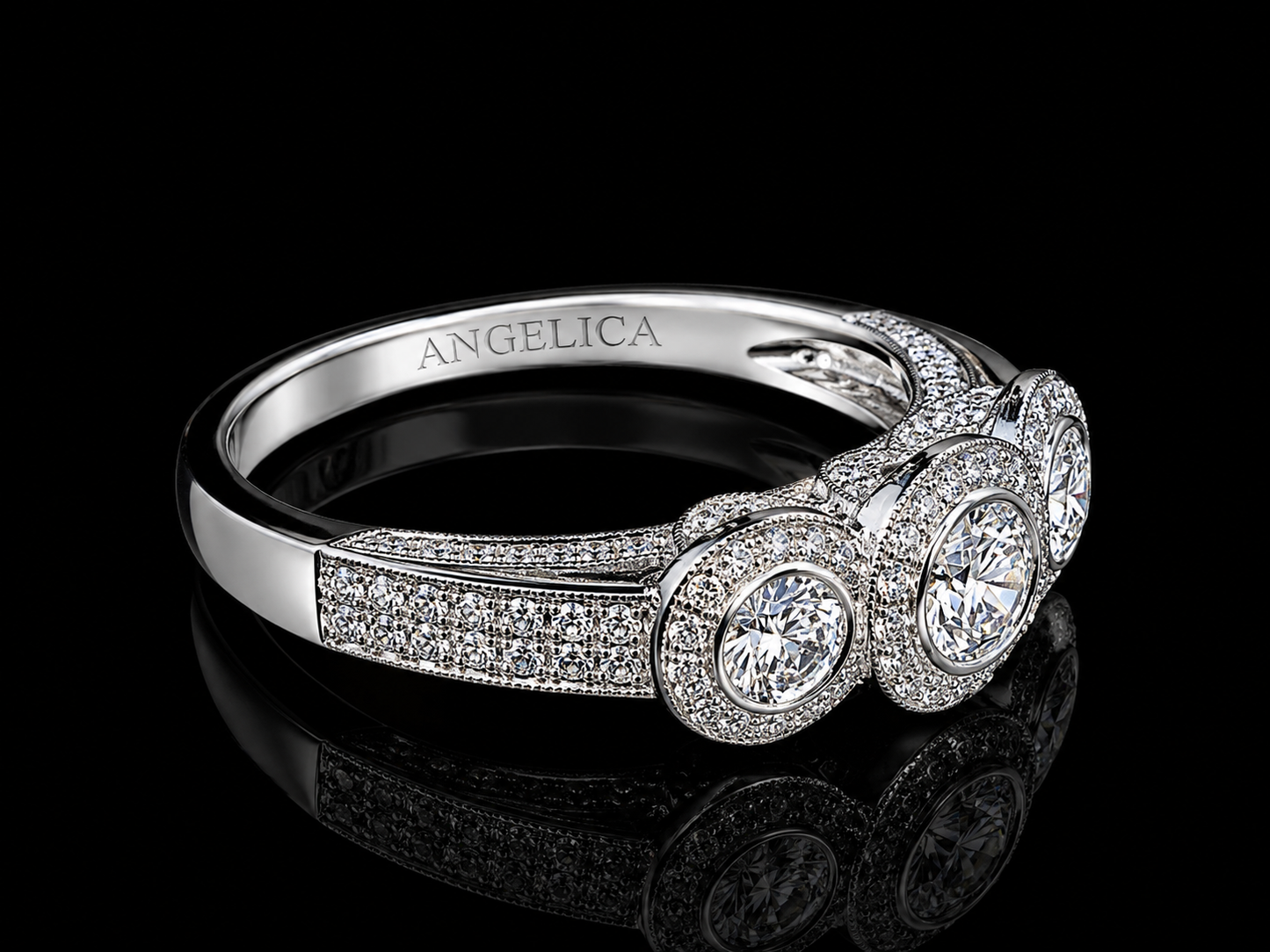 14K White Gold Diamond Halo Engagement Ring Set – 1.05 CTW Natural Diamonds (Copy) Angelica Jewellers