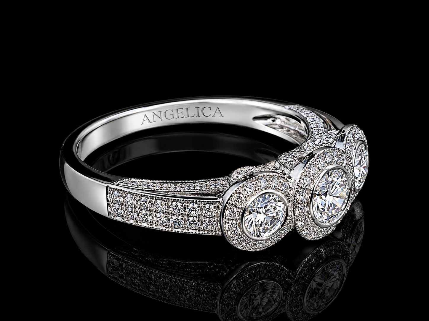 14K White Gold Diamond Halo Engagement Ring Set – 1.05 CTW Natural Diamonds (Copy) Angelica Jewellers