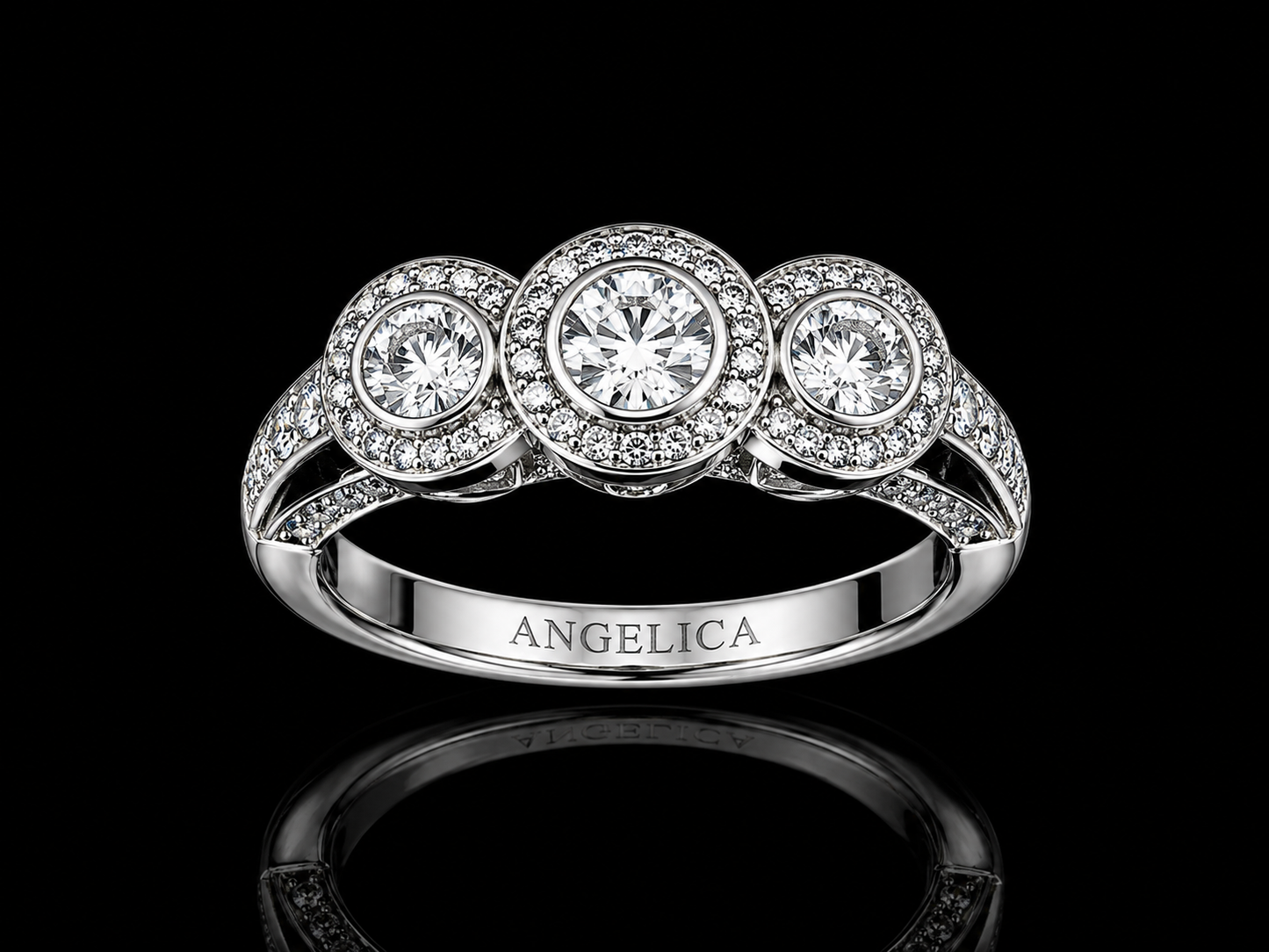 14K White Gold Diamond Halo Engagement Ring Set – 1.05 CTW Natural Diamonds (Copy) Angelica Jewellers