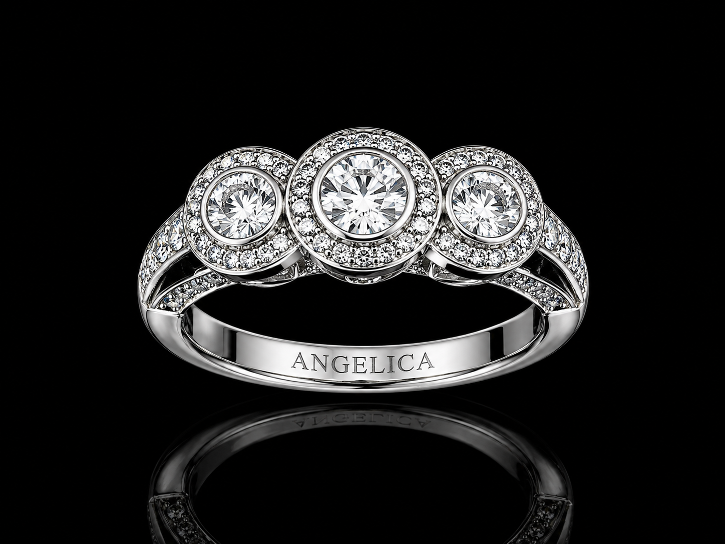 14K White Gold Diamond Halo Engagement Ring Set – 1.05 CTW Natural Diamonds (Copy) Angelica Jewellers
