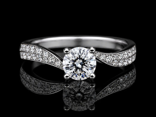 18K White Gold Twisted Diamond Engagement Ring – 0.82 CTW Natural Diamonds Angelica Jewellers
