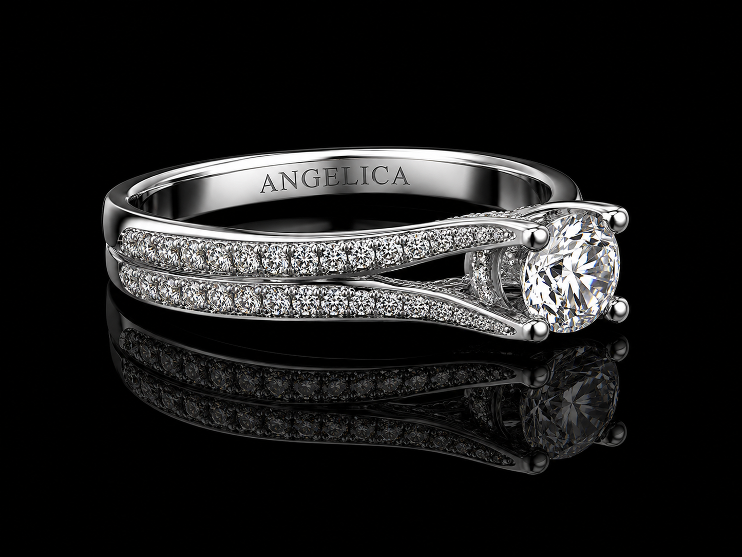 18K White Gold Twisted Diamond Engagement Ring – 0.82 CTW Natural Diamonds (Copy) Angelica Jewellers